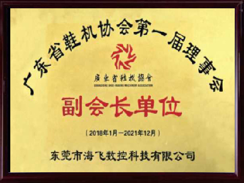 广东省鞋机协会第一届理事会副会长单位